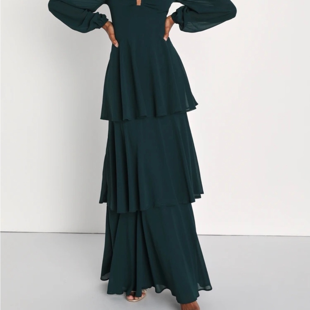 Lulus Emerald Green Tiered Maxi Dress